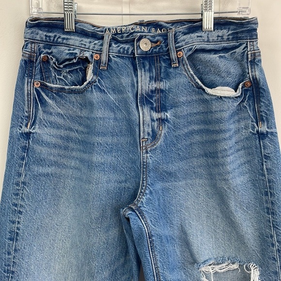 American Eagle Distressed 90's Boyfriend Crop Ankle Jeans Women's Size 4 Cotton - Picture 5 of 16